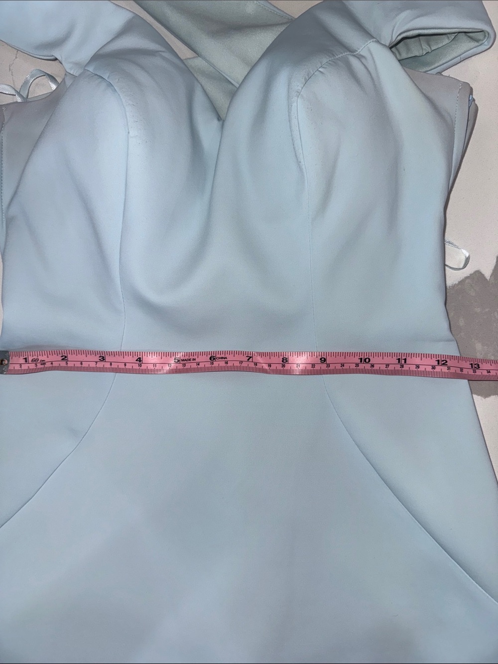 Ashley Lauren Off-Shoulder Light Blue Dress - Picture 4 of 7